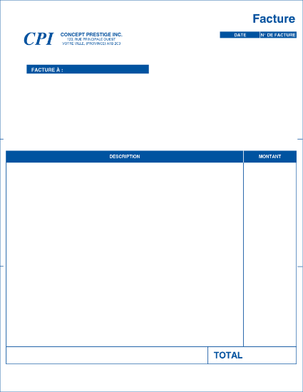 Formulaires informatiques​: Facture professionnelle