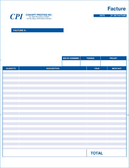 Formulaires informatiques​: Facture de services