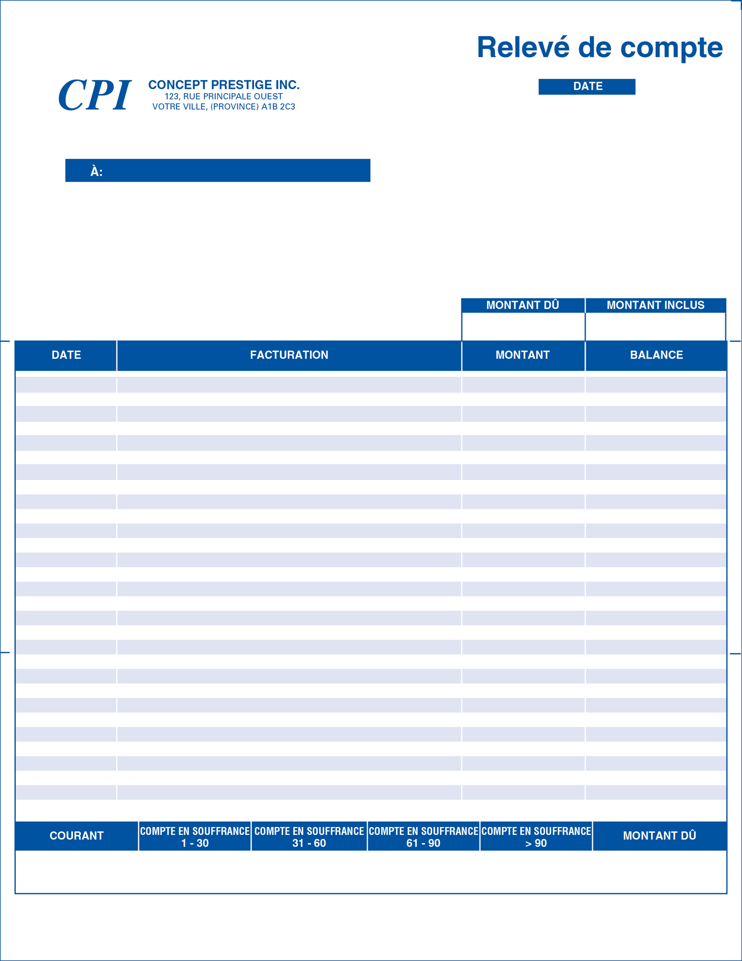 Formulaires informatiques​: Relevé de compte