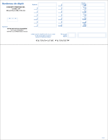 Bordereau de dépôt - format feuillet​  ​