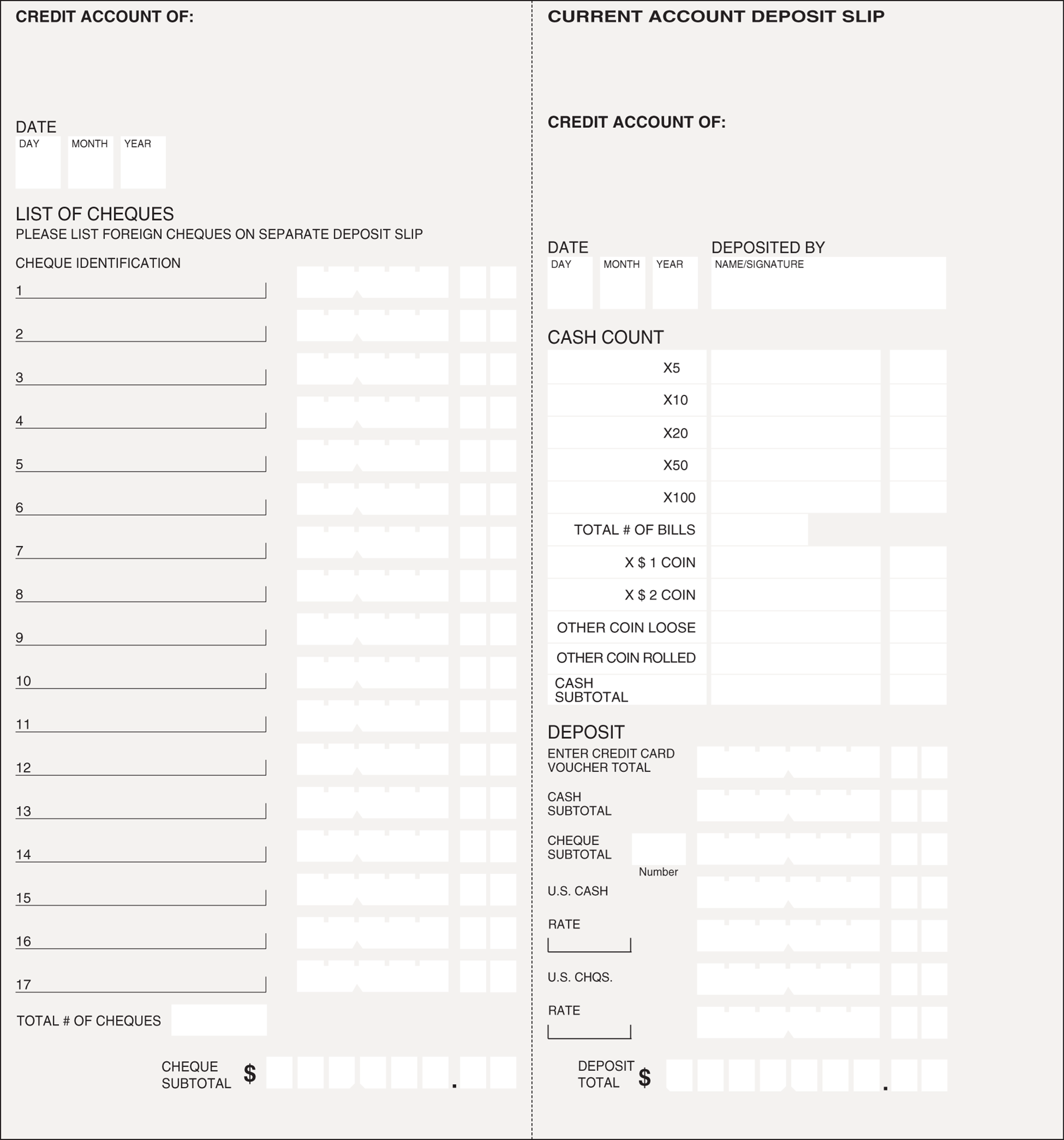 Manual Deposit Slip